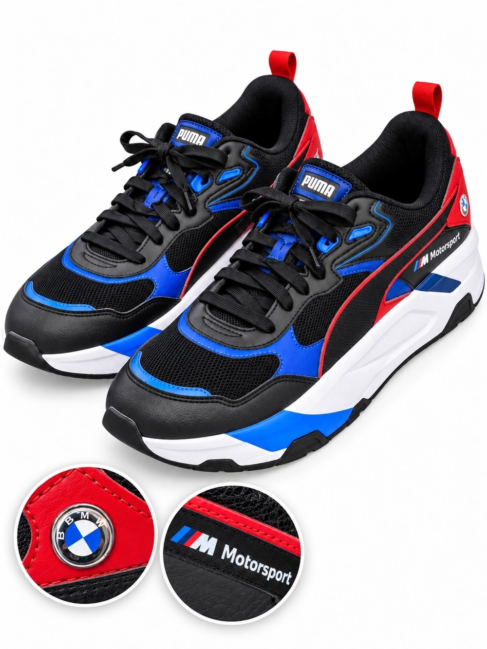 PUMA BMW M Motorsport Trinity Sneakers Menβs 13 NWOT Black Blue Red White